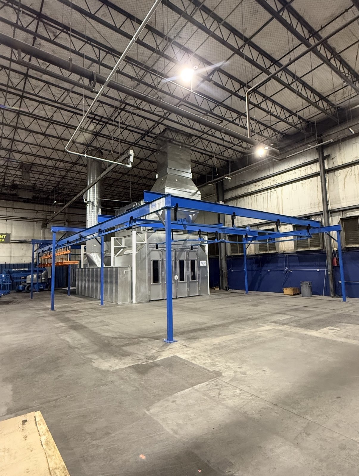 The completed conveyor support structure and finishing enclosure at Martinrea.