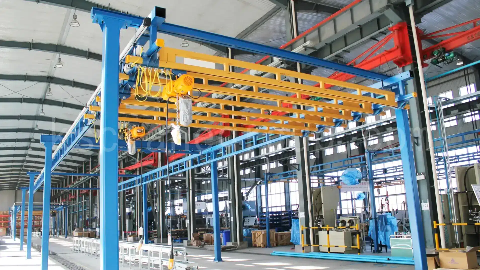 Bridge crane in a manufacturing facility