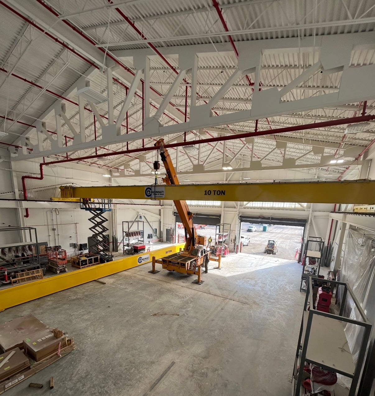 Bridge crane in a manufacturing facility